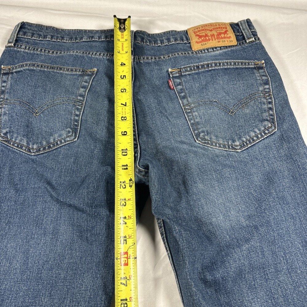 Levi's 514 Jeans Mens 33x34 Blue Denim Straight Fit Workwear Skater Medium Wash - Picture 5 of 11